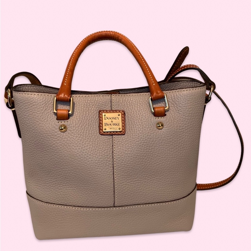 Dooney & Bourke satchel taupe (almost a lavender hue) w/ pebbled grain leather